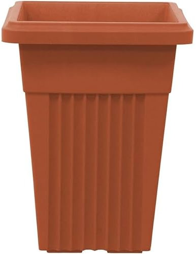 SIDSONS 40cm Tall Upright Planter - Large Plastic Pillar Flower Pot, Modern Garden, Patio & Front Door Decor, Big Flower Pots Indoor & Outdoor, Suitable For Plant, Flowers, Herbs (1, Terracotta)