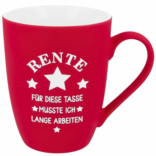 Spruchreif | Soft-Touch Tasse Rot Rente. Für diese Tasse… | Beidseitig gravierte Tasse zum Ruhestand | Lustiges Geschenk zur Rente | 350 ml