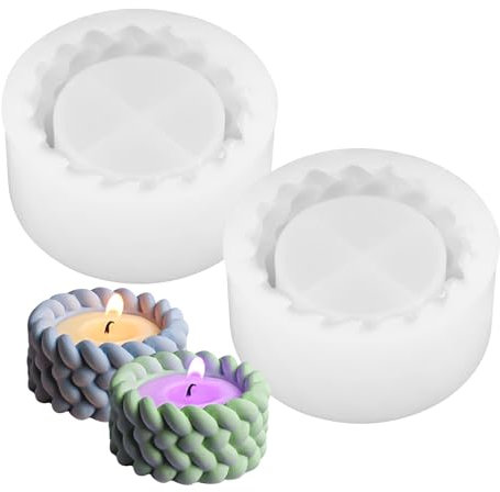 FRUHLING Lot de 2 Moules en Silicone pour Bougies Chauffe-plat, Bougeoirs, Pot de Fleurs - Moule en Résine Époxy et Béton pour Bricolage