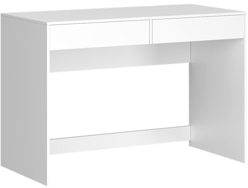 Bellamio Toce Schreibtisch mit 2 Schubladen – Computertisch weiß – Jugendschreibtisch 75x40x110 cm (HxTxB) – moderner Bürotisch mit Stauraum – Schminktisch & Schreibtisch Kombi – Schülerschreibtisch