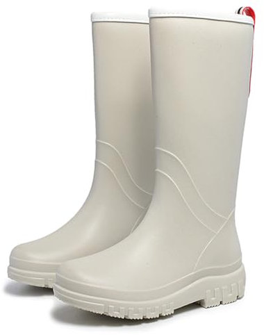 Harssidanzar stivaletti di gomma da donna impermeabilizzati stivali da pioggia alti stivali da giardino HL223EU, Grigio, Taglia 37