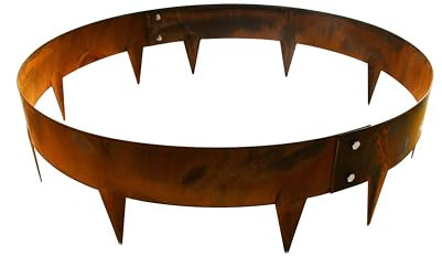 Heavy Duty Metal Circular Border Edging 60cm 90cm Steel Tree Ring Rust-Resistant Cor-ten or Black Finish Easy Install Garden Lawn Bed Edge Barrier (Corten, 60cm Diameter)