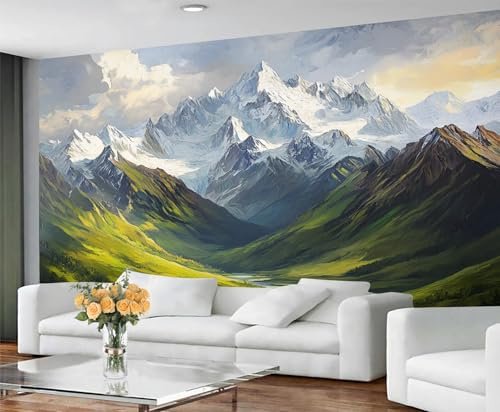 GIVLWF Mountain Wallpaper, Nature Mountain Peel and Stick Wallpaper for Bedroom, 3D Mountains Wall Paper for Living Room, Vintage Wall Mural, Landscape Large Mural & Room Decor