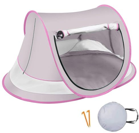Tente De Plage Bebe, Tente Plage Bebe Anti UV, Auvent Résistant Au Sable, Tentes Parasol, Facile À Installer, pour Le Voyage, La Randonnée, Le Camping, Les Vacances