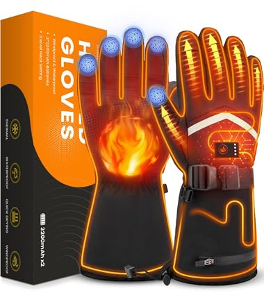 Beheizbare Handschuhe für Herren Damen, Wiederaufladbare Beheizte Handschuhe 3200mAh mit Touchscreen, tauchen im freien, jagen, campen, Reisen, Angeln, Radfahren als Geschenk für männer und Frauen