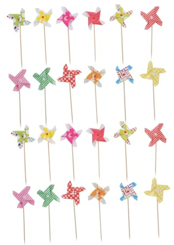 VILLCASE 24pcs Windmill Cake Topper Decoration Windmill Cake Picks Adornment for Birthday Party