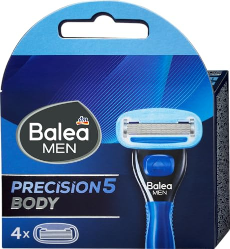 Balea MEN precision5 Body Rasierklingen, 4 Ersatzklingen für Nassrasierer