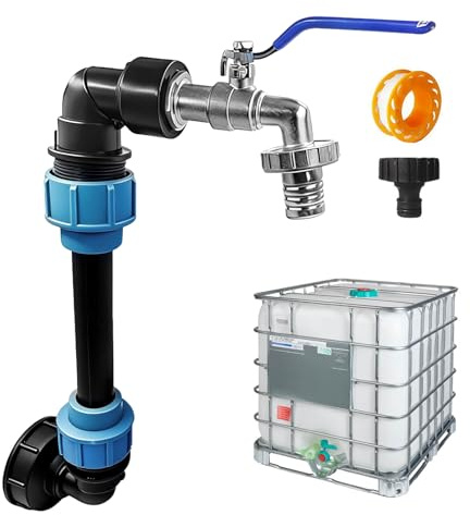 IBC collo di cigno 3/4 rubinetto di scarico S60 x 6, IBC Serbatoio adattatore con rubinetto a collo di cigno, rubinetto di intercettazione per serbatoio dell'acqua piovana, barile d'acqua, accessori