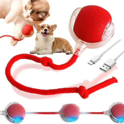 Genérico Juguete Interactivo para Gatos Perros, New Pelota Interactiva para Perros, Juguetes Resistentes para Perros, Juguetes para Gatos, Juguetes Interactivos Inteligentes para Perros (Red)