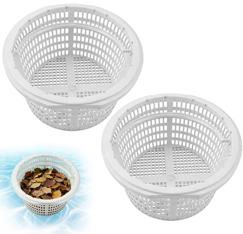 XPJBKC Panier Skimmer Piscine 19 cm, Lot de 2 Réutilisable Panier Piscine Skimmer avec Poignée, Compatible avec Différents Systèmes de Filtratio, Nettoyage Efficace