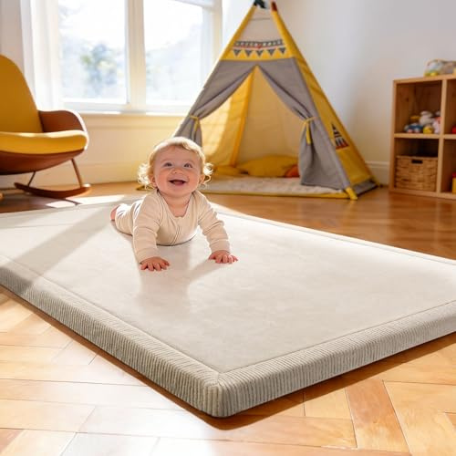 Treeboy krabbelmatte spielmatte Baby Kinder spielteppich 80x150x3cm beige