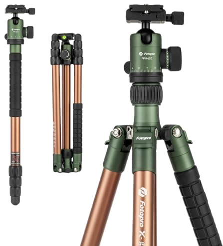 Fotopro 68 Travel Tripod, Compact Travel Tripod and Monopod with Quick Release Plate, Heavy Duty Professional Camera Tripod for DSLR, Load up 20kg/44lbs