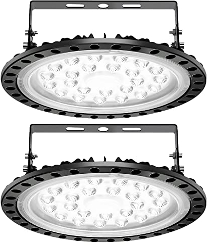 Viugreum 100W Proiettore Faretto LED Lampadario UFO Lampada Interni Industriale LED Luce Bianca 6000K, Impermeabile IP65 Fari Potente Risparmio Energetico Faretto per Soggiorno Officine e Case