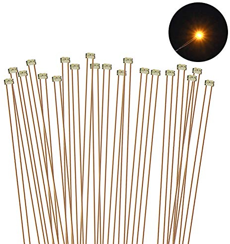 Evemodel 20 STK. vorgelötet Micro 0,1mm Kupfer Kabel Gelb SMD Led 0402 NEU C0402Y-20-EU