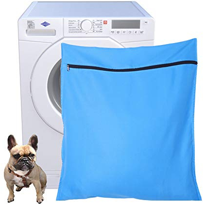 miuse Pet Laundry Bag - Blue Polyester Wash Bag - Ideal for Dogs, Cats, Horses - Zipper Closure - Pet Supplies
