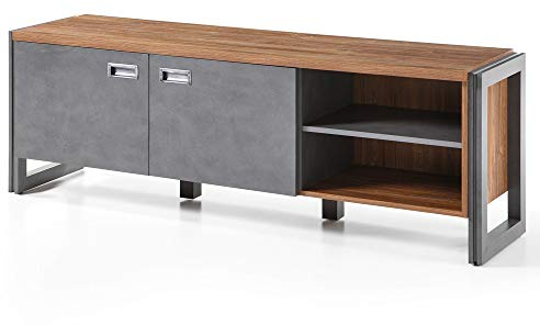TV Lowboard Fernsehschrank Industrial Stil in Stirling Oak Eiche, anthrazit, B/H/T: 160/53/39 cm