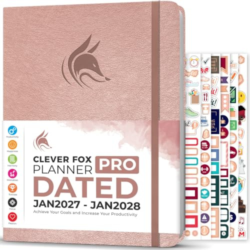 Clever Fox Planer PRO datiert (Jan 2025–Jan 2026) Wochen- und Monatsplaner zur Steigerung der Produktivität, Zeitmanagement und Erreichen Ihrer Ziele – Organizer, Dankbarkeits-Tagebuch – A4-Größe