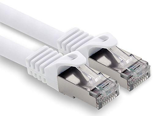 Cable de red Ethernet CAT.7 para ordenador, 0,5 m, color blanco, cable de conexión S-FTP LSZH PIMF 10 GB s RJ45 macho Cat6a