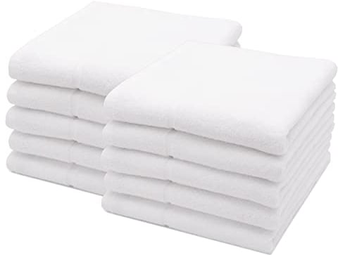 ZOLLNER 10er Set Handtücher in 50x100 cm - Baumwolle - hochwertiges Zwirnfrottier - in weiß - Hotelqualität - Oeko Tex® Zertifiziert