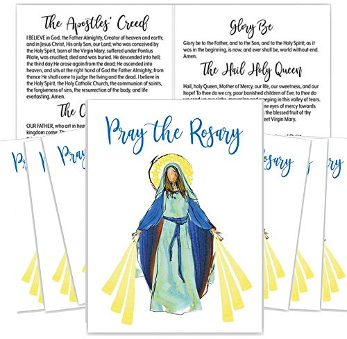 Needzo Pray The Rosenkranz-Klappkarte mit Gebeten, katholische Sonntagsschule, Lernen für Kinder, 10,2 x 7,6 cm, 10 Stück