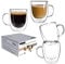 Lot de 4 Tasses à café en verre à double paroi avec manches, tasses isothermes légères, résistant à la chaleur pour cappuccino, latte, thé, (4 pièces, 350 ml)