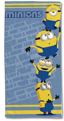 LES MINIONS - Serviette de plage Les Minions 75x150 cm - 300 GSM - 100% Coton - Bleu