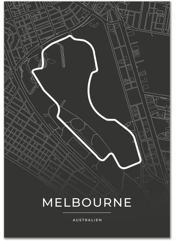 Vacentures Melbourne Rennstrecken Poster - Geschenk für Motorsport-Fans (50x70 CM)