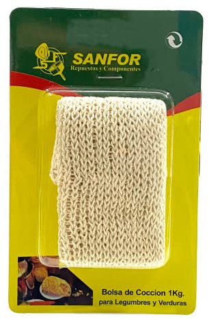 Sanfor Bolsa de Cocción Legumbres 1 Kg, Apta Para Todo Tipo de Ollas a Presión, Bolsa Cocción Resistente, Material Algodón 100%, Color Marrón, 80147