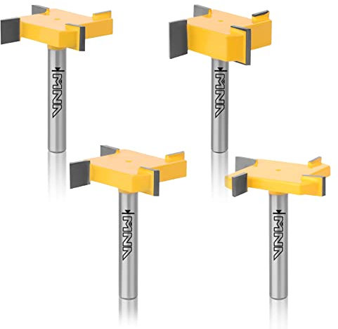 MNA CNC Spoilboard Surfacing Router Bit,4PCS Router Bit Set,1/4 Inch Shank ,4 Wings,1-37/64-Inch Cutting Diameter,1/4 5/16 3/8 1/2 Milling Depth