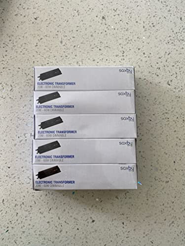 Black Finish 12V Low Voltage 20W - 60W Rated Electronic Dimmable Transformer for Halogen Lights Lamps Bulbs IP20 Rated - Pack of 5