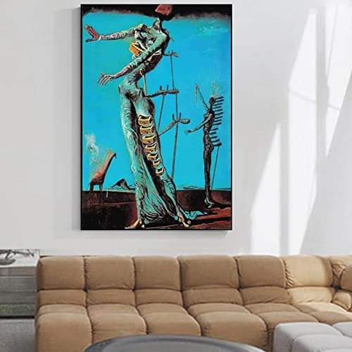 XIANGMAN Die brennende Giraffe Leinwand Kunstdruck Wandbild Surrealistisch Wohnzimmer Wandkunst Reproduktion Rahmenlos 60x90cm