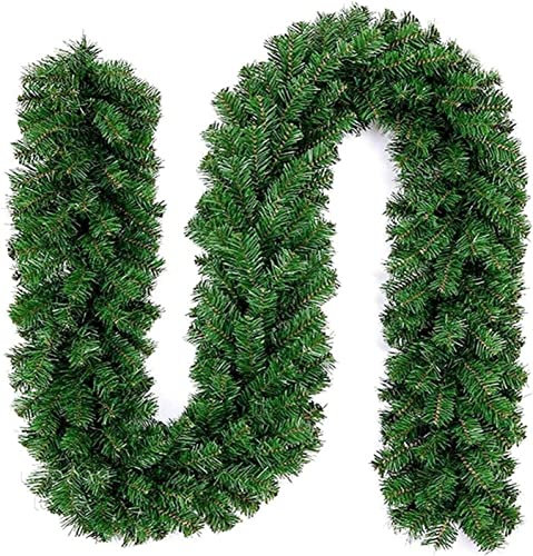 9FT Guirnalda de Navidad, Guirnalda de Abeto de Navidad,para escaleras, Chimenea, barandilla, Porche Delantero, Vacaciones, Boda, decoración de Fiesta de Navidad(2,7 Metros,220 Cabezas)