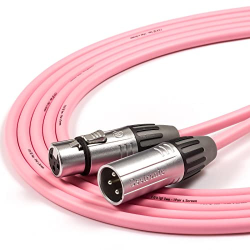 Tourgrade Female to Male XLR Lead. foxTWO Cable. Balanced, Mic, Active Speaker [3m, Pink]