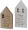 RiloStore 2 Stück Deko Haus - Zuhause - Holzhaus Aufsteller grau Weiss braun maritim n221 Shabby Chic Dekohaus Häuser Schlüssel Herz Raumdeko Holzhäuser Geschenkset Home Sweet Home
