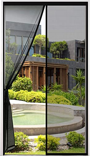Cinkee ADDENSATO Zanzariera Magnetica per Porta 90x240CM,Rete Fine Zanzariera,Tenda Zanzariera Porta con Totalmente Calamita,si Chiude da Sola per Balcone (Nero)