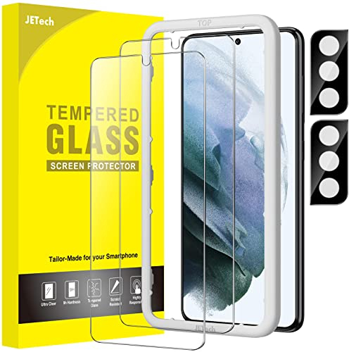 JETech Verre Trempé pour Samsung Galaxy S21 Plus 6,7 Pouces avec Protecteur d'Objectif de Caméra, Kit Outil d'Installation Facile, Film en Protection Écran, HD Transparent, 2 Pièces Chacun