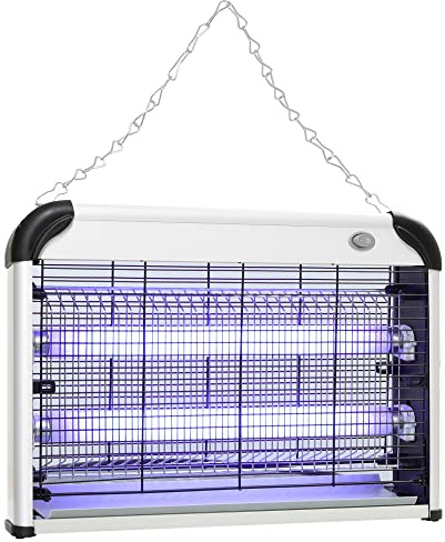 Outsunny Electric Fly Zapper, 20W Electric Fly Killer, Silver Tone