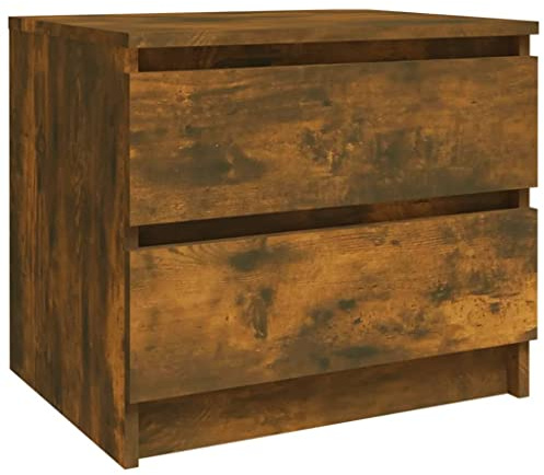 vidaXL Mesita Noche Aparador Auxiliar Armario con Cajones Cama Dormitorio Habitación Almacenaje Madera Contrachapada Roble Ahumado 50x39x43,5 cm