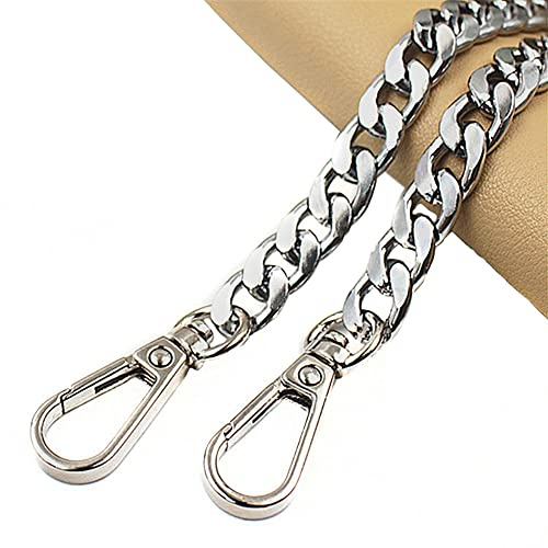 Taschenkette,Taschenkette Metall Kette Schulterriemen Breite 9,5 mm,DIY Gewebte Taschenkette Taschenriemen Metalltaschenkette Aluminiumkette,für Handtaschen,Umhängetaschen,Geldbörsen,Silber,40cm