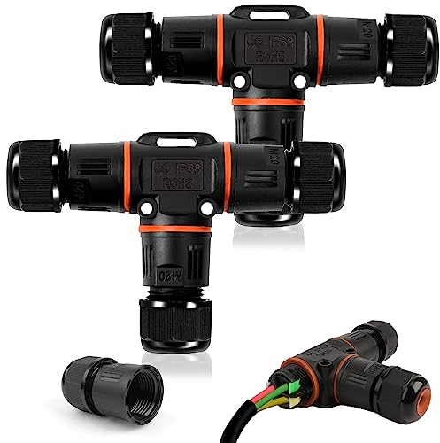 2 Pezzi Scatola di Giunzione Impermeabile IP68 Connettore per Cavo Impermeabile IP68 Connettore Manicotto di Collegamento IP68 Scatola di Giunzione Impermeabile 3 Pin per Diametro Cavo Ø 3-12 mm