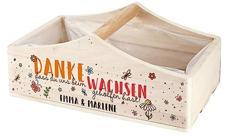 Herz & Heim® Geschenk Abschied Kindergarten Wachsen lassen Pflanzkorb du/uns