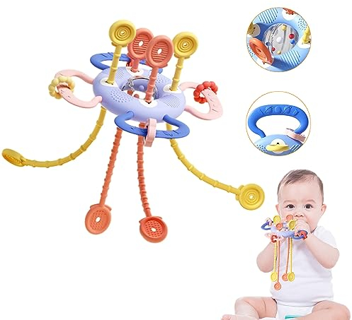 Darryy Sensorisches Baby Spielzeug, Montessori Spielzeug ab 1 Jahr, Baby Motorikspielzeug, Silikon Zugschnur Spielzeug für Babys in Lebensmittelqualität ab 18+ Monaten, 1,2,3 Jahr