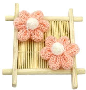 Wambere 10 Stück Blumen Patches Gestrickte Blümchen Gestickte Applikationen zum Aufnähen für DIY-Handyhüllen-Zubehör zum Aufhängen als Ornament,Kleidung T-Shirt Rucksack Hoodies Schuhe,Rosa B