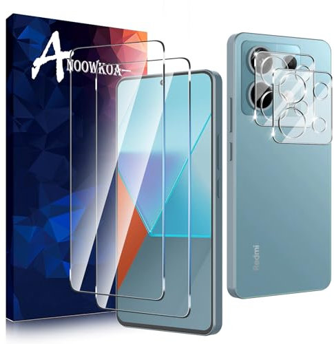Anoowkoa Verre Trempé Xiaomi Redmi Note 13 Pro 5G Transparent Film Protection Écran avec Caméra Arrière Protecteur sans Bulles, [2+2 Pièces] Facile à Installer