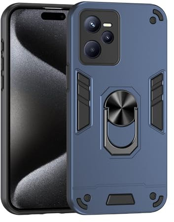 Kompatibel mit Realme C35 Hüllen,Magnetische Autohalterung,Kompatibel mit Realme Narzo 50A Prime Stoßsichere 2-in-1-Kameratasche Blue