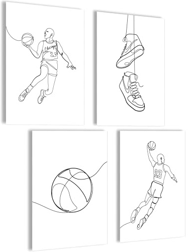 mojoliving Basketball Poster Set Basketball Bilder für die Wand Basketball Deko Aesthetic Bilder Schlafzimmer Deko Zimmer Wall Art Geschenke