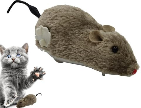 Bexdug Juguete para Gatos con ratón en Movimiento, ratón de Cuerda,Juguete para Gato con ratón en Movimiento de Felpa | Juguetes Decorativos interactivos para perseguir Gatos, Interesante Juguete de