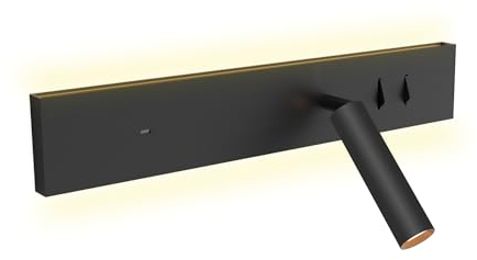 kalb I Avay Bett-Panel mit USB-C, Moderne LED Wandlampe, Flexibles Leselicht mit Lademöglichkeit, Nachtlicht für Schlafzimmer, Energiesparende USB-C Nachttischlampe & Spot schwarz (Linke/Rechte Seite)
