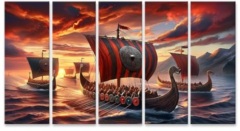 islandburner Prime Bild auf Leinwand Wikinger-Abenteuer: Sonnenuntergang und Segel Bilder Wandbilder Poster