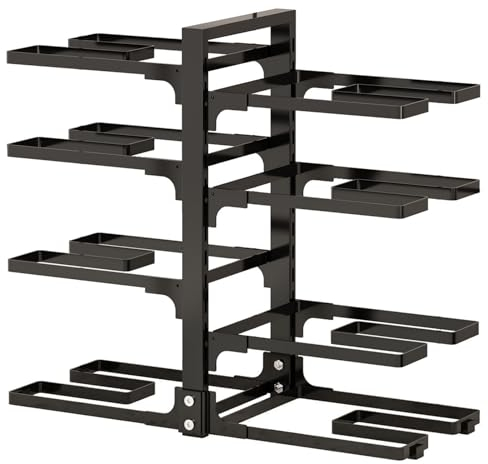 TemkIN 8 Niveles Ajustable Organizador de Ollas y Sartenes para Armario, Muy Resistente Cacerolero de Hierro Fundido para Cocina, Soporte para Ollas de Pie en el Suelo. (Color : Schwarz)